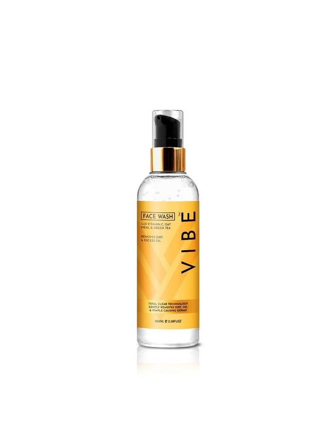 Vibe Vitamin C Oat Meal & Green Tea Face Wash For All Skin Types Natural Face Wash For Men & Women Tan Removal & Skin Brightening Face Wash New Year Clean Up (100 Ml) - Image 1
