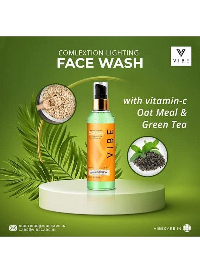 Vibe Vitamin C Oat Meal & Green Tea Face Wash For All Skin Types Natural Face Wash For Men & Women Tan Removal & Skin Brightening Face Wash New Year Clean Up (100 Ml) - Image 2