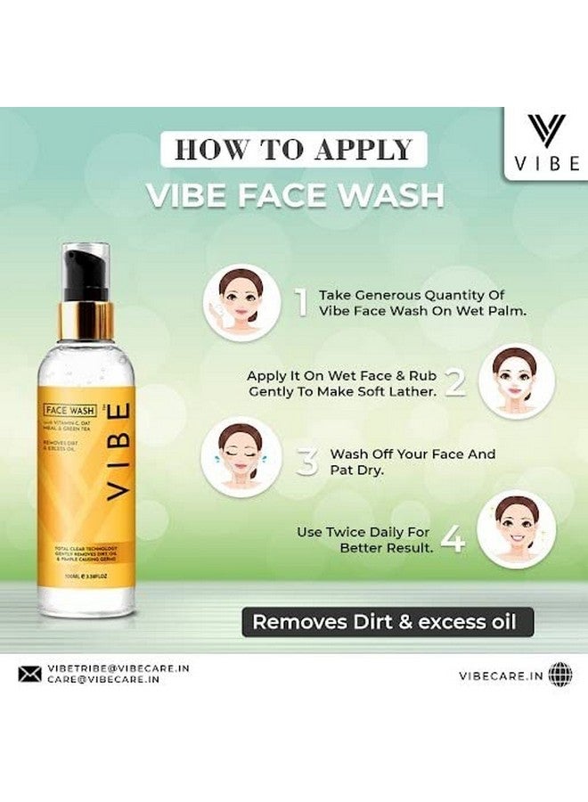 Vibe Vitamin C Oat Meal & Green Tea Face Wash For All Skin Types Natural Face Wash For Men & Women Tan Removal & Skin Brightening Face Wash New Year Clean Up (100 Ml) - Image 5
