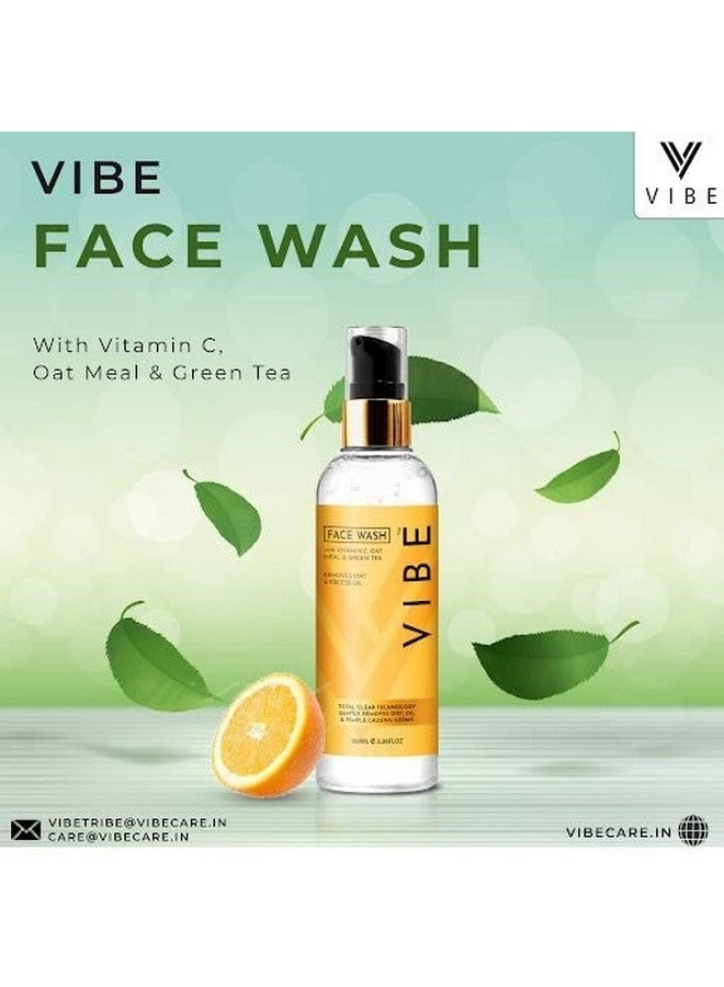 Vibe Vitamin C Oat Meal & Green Tea Face Wash For All Skin Types Natural Face Wash For Men & Women Tan Removal & Skin Brightening Face Wash New Year Clean Up (100 Ml) - Image 3