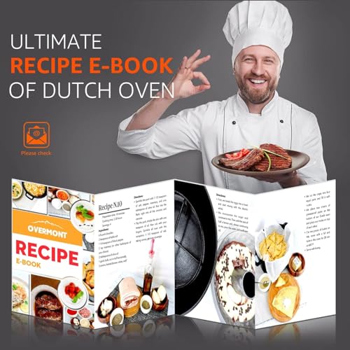 Overmont 2 in 1 Pre Seasoned Dutch Oven with Skillet Lid for Induction, Electric, Grill, Stovetop, BBQ, Camping (5 Quart) - Image 3