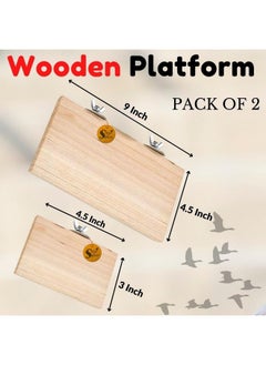 Sage Square Wooden Stand Platform Made Of Natural Wood Combo Of Two (3 * 4.5 & 9 * 4.5 Inches) Rectangle Shaped Perch Stand, Cage Accessories, Gym, Playful Toy, Suitable For Birds, Parrots, Budgies  - Image 2