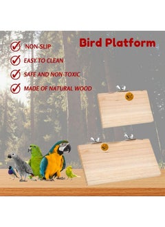 Sage Square Wooden Stand Platform Made Of Natural Wood Combo Of Two (3 * 4.5 & 9 * 4.5 Inches) Rectangle Shaped Perch Stand, Cage Accessories, Gym, Playful Toy, Suitable For Birds, Parrots, Budgies  - Image 5