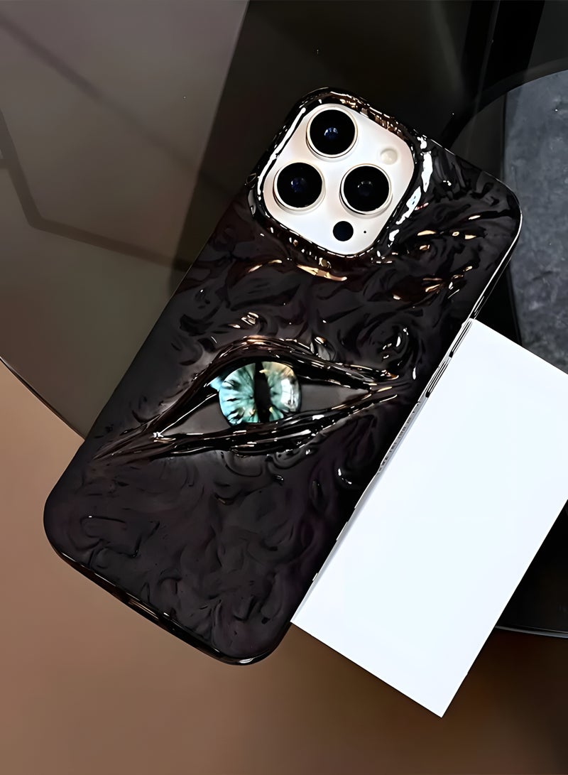 Premium phone case compatible with Iphone 13 Pro Max, luxury 3D mysterious eye design, durable shockproof and scratch resistant material, comfortable grip, modern stylish look, Black - Image 2