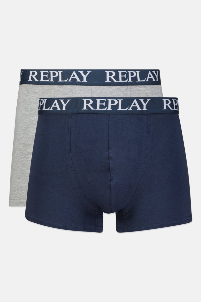Replay Men 2 Pc Cotton Stretch Trunks, Navy  - Image 1