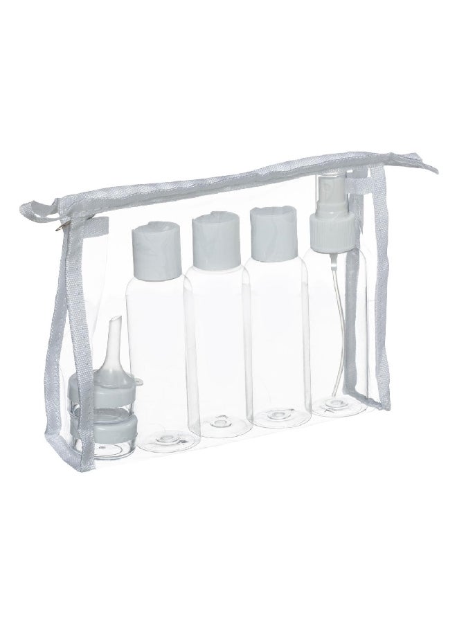 Five Simply Smart 7-Piece Travel Accessories with Pouch Clear and Grey 15 x 20 x 1.5 cm 130030A - Image 2