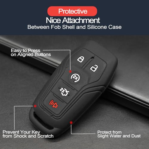 INFIPAR 2pcs Compatible with Ford Edge Fusion Explorer Mustang F-150 F-250 F-350 F-450 Super Duty Expedition Lincoln MKC MKX MKZ Nautilus Silicone Key Fob Cover Case Keychain Holder - Image 4