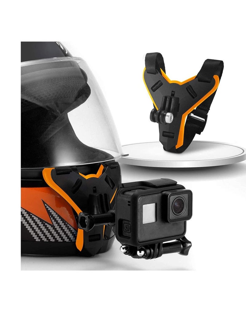 SYOSI Motorcycle Helmet Chin Strap Mount for GoPro Hero 9 8 7 6 5 Black Session 4, Hero 3 DJI Osmo Action Insta 360 ONER AKASO Campark YI and More Orange - Image 1