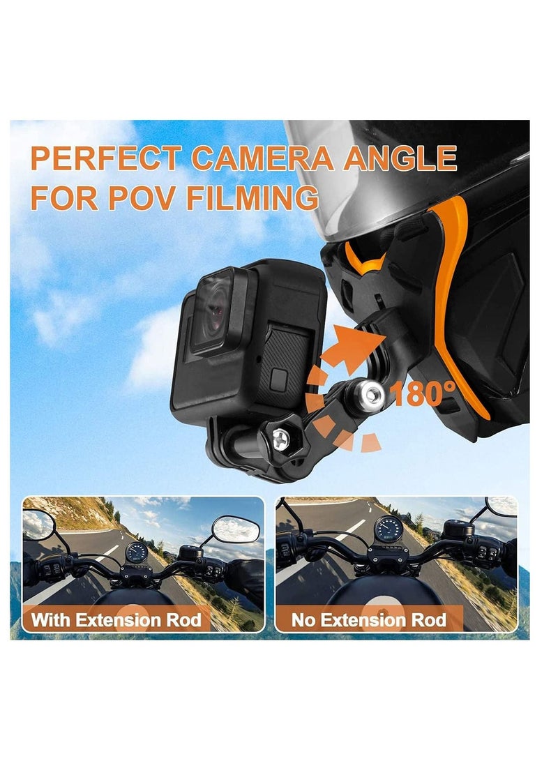 SYOSI Motorcycle Helmet Chin Strap Mount for GoPro Hero 9 8 7 6 5 Black Session 4, Hero 3 DJI Osmo Action Insta 360 ONER AKASO Campark YI and More Orange - Image 4