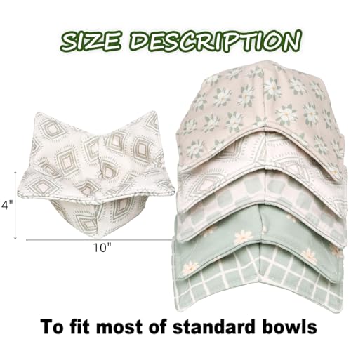 ROGITU Cotton Microwavable Bowl Cozy, Microwave-Safe Hot Bowl Holders, Soup bowl Cozy Hot Pads (Light Green) - Image 2