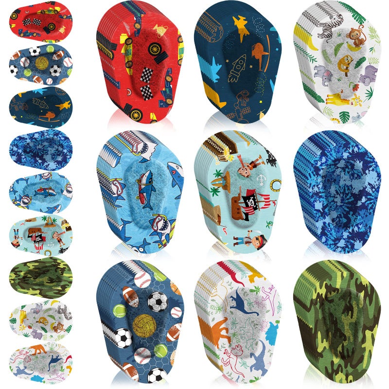 Toulite Toulite 90 Pcs Kids Eye Patches Adhesive Eye Patches Girl Boy Cute Toddler Glasses mask for Lazy Girl Boy Baby(3 x 2 Inch,Boys Style)  - Image 1