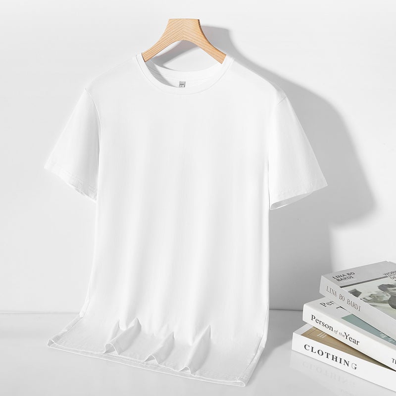 New 2024 Men'S Solid Color Summer Round Neck Short-Sleeved T-Shirt Top Youth Versatile Sports T-Shirt - Image 1