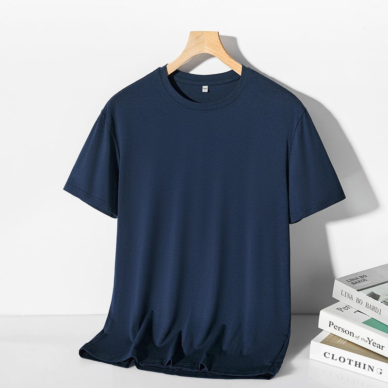 New 2024 Men'S Solid Color Summer Round Neck Short-Sleeved T-Shirt Top Youth Versatile Sports T-Shirt - Image 4