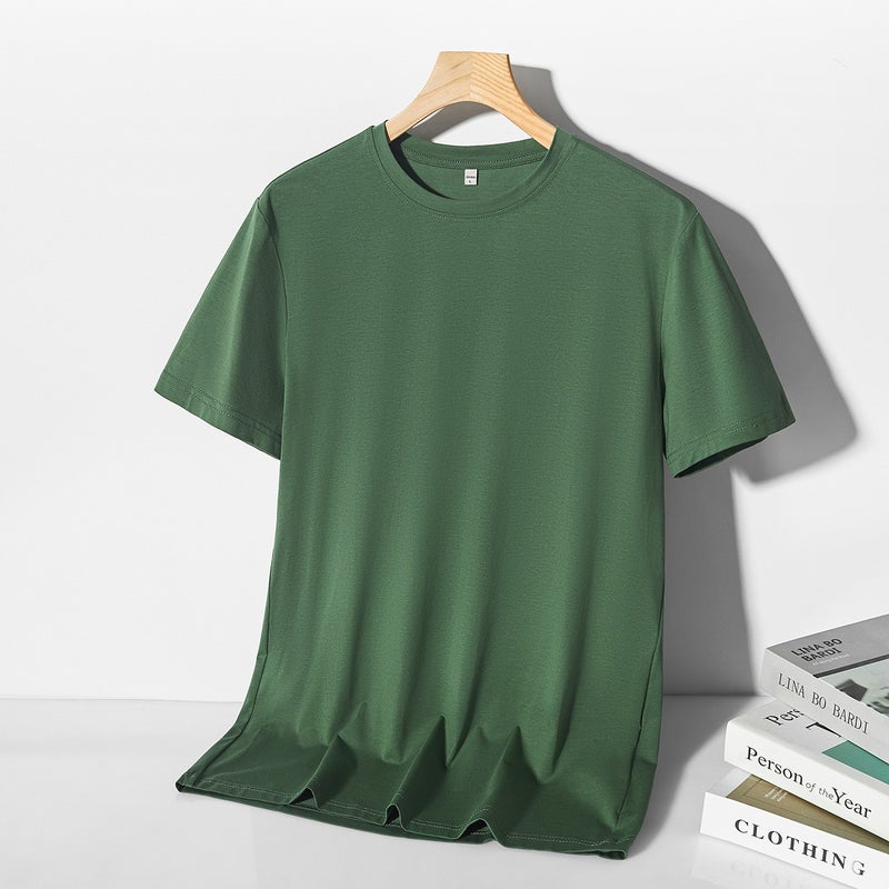 New 2024 Men'S Solid Color Summer Round Neck Short-Sleeved T-Shirt Top Youth Versatile Sports T-Shirt - Image 3