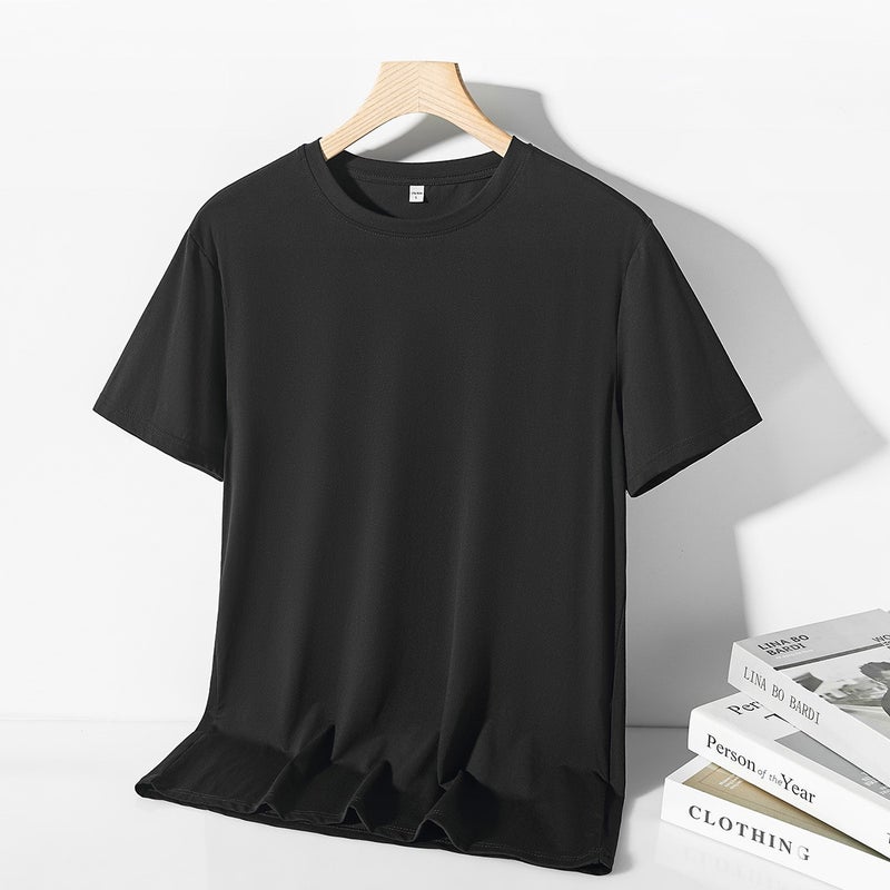 New 2024 Men'S Solid Color Summer Round Neck Short-Sleeved T-Shirt Top Youth Versatile Sports T-Shirt - Image 5