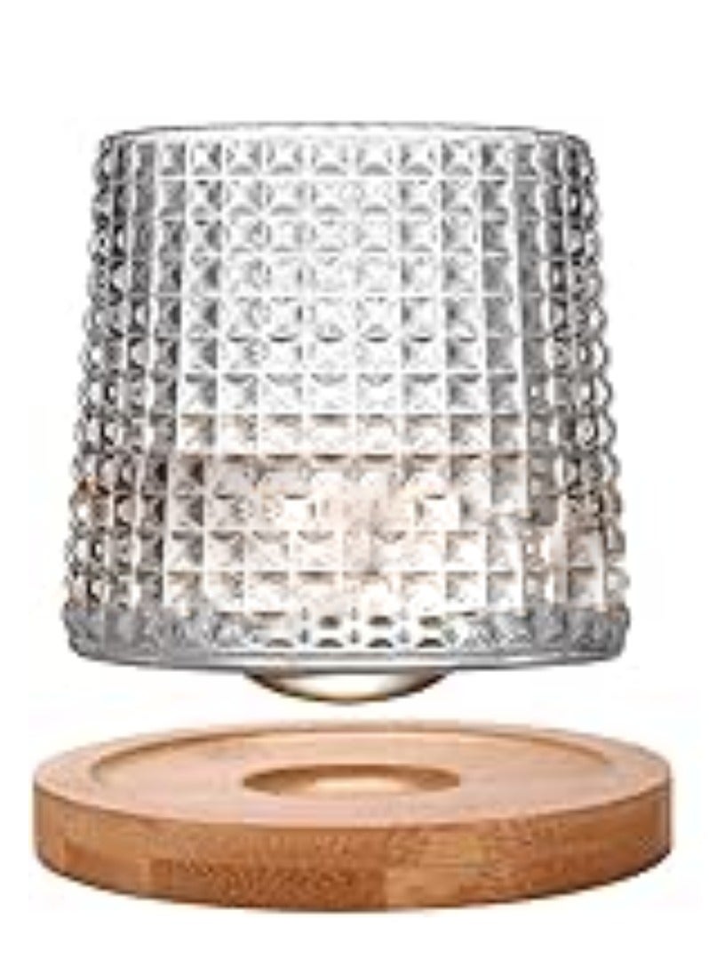 Vitacelli Rotatable Tumbler Crystal Glass Cups,160ML Drinking Glasses with Creative Walnut Coasters - Image 1