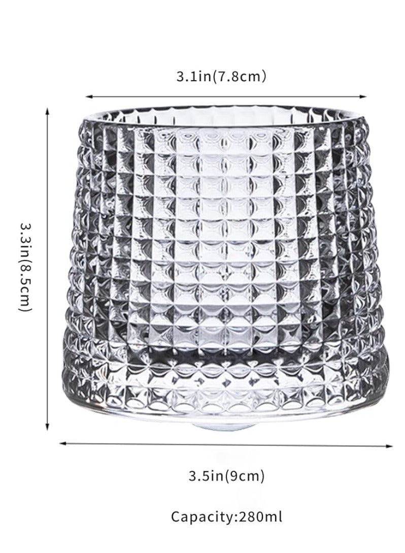 Vitacelli Rotatable Tumbler Crystal Glass Cups,160ML Drinking Glasses with Creative Walnut Coasters - Image 2
