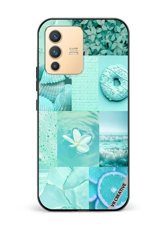 VR CREATIVE غطاء حماية لهاتف فيفو V23 5G بتصميم كوليج مائي متعدد الألوان - Image 1