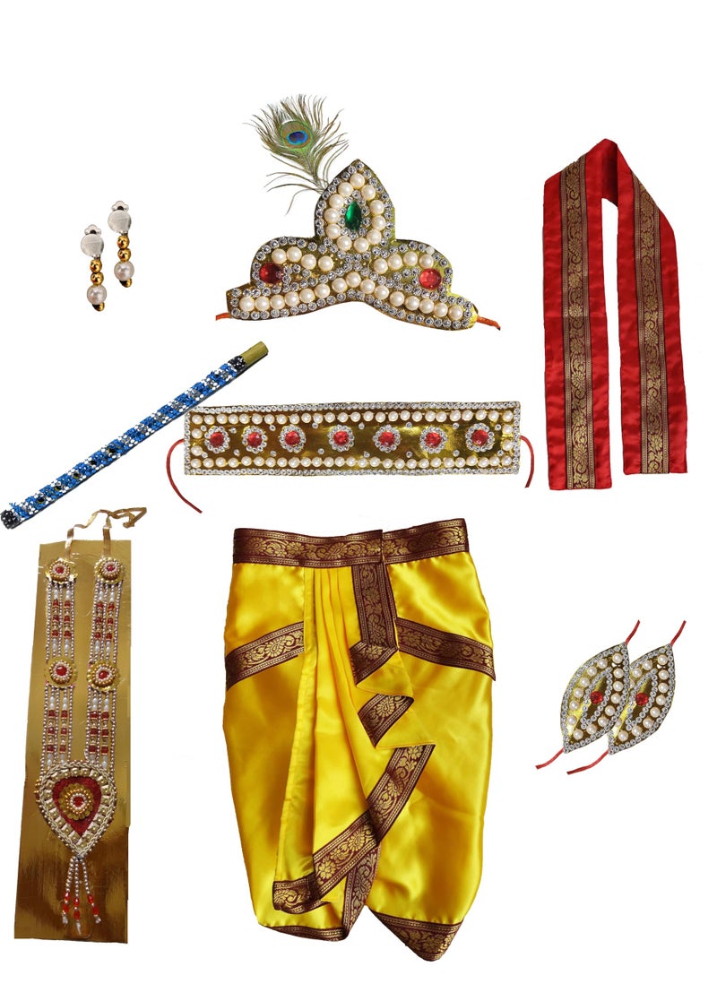 Pakhi Feather Little Krishna Classical Theme Set (5-6 Years, Yellow And Red) - Image 1