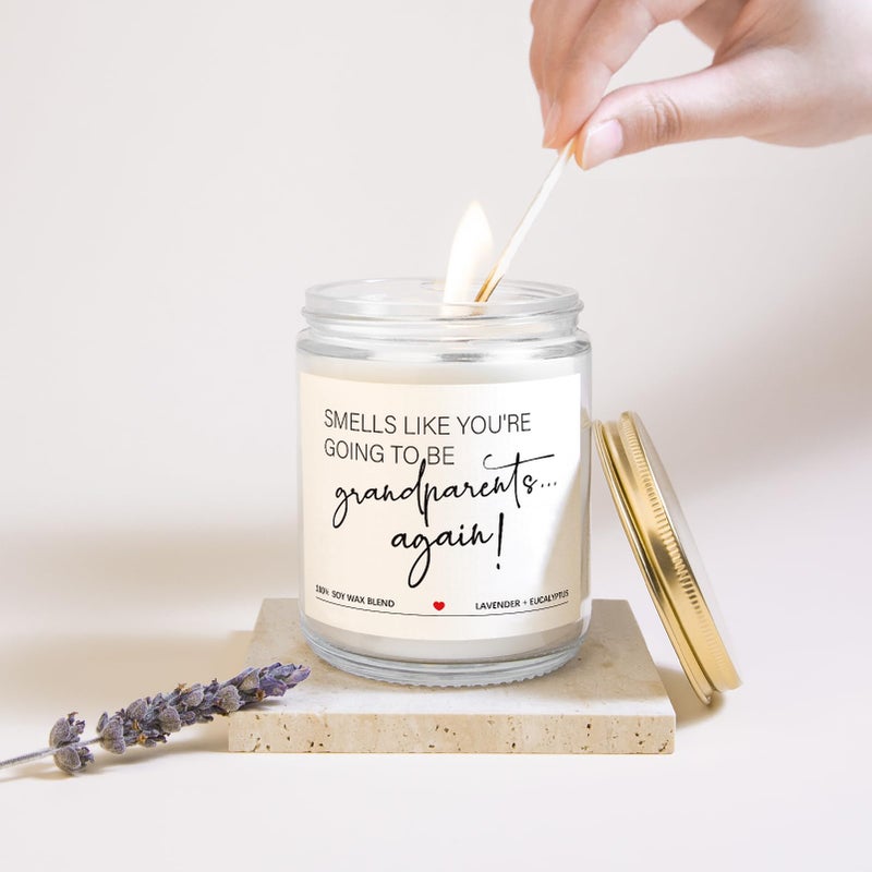 Quaintir Pregnancy Announcement Gifts for Grandparents  Baby Announcements Ideas - Lavender Scented Candles  Pregnancy Reveal  You're Going to Be Grandparents Again Baby Announcement - Image 5