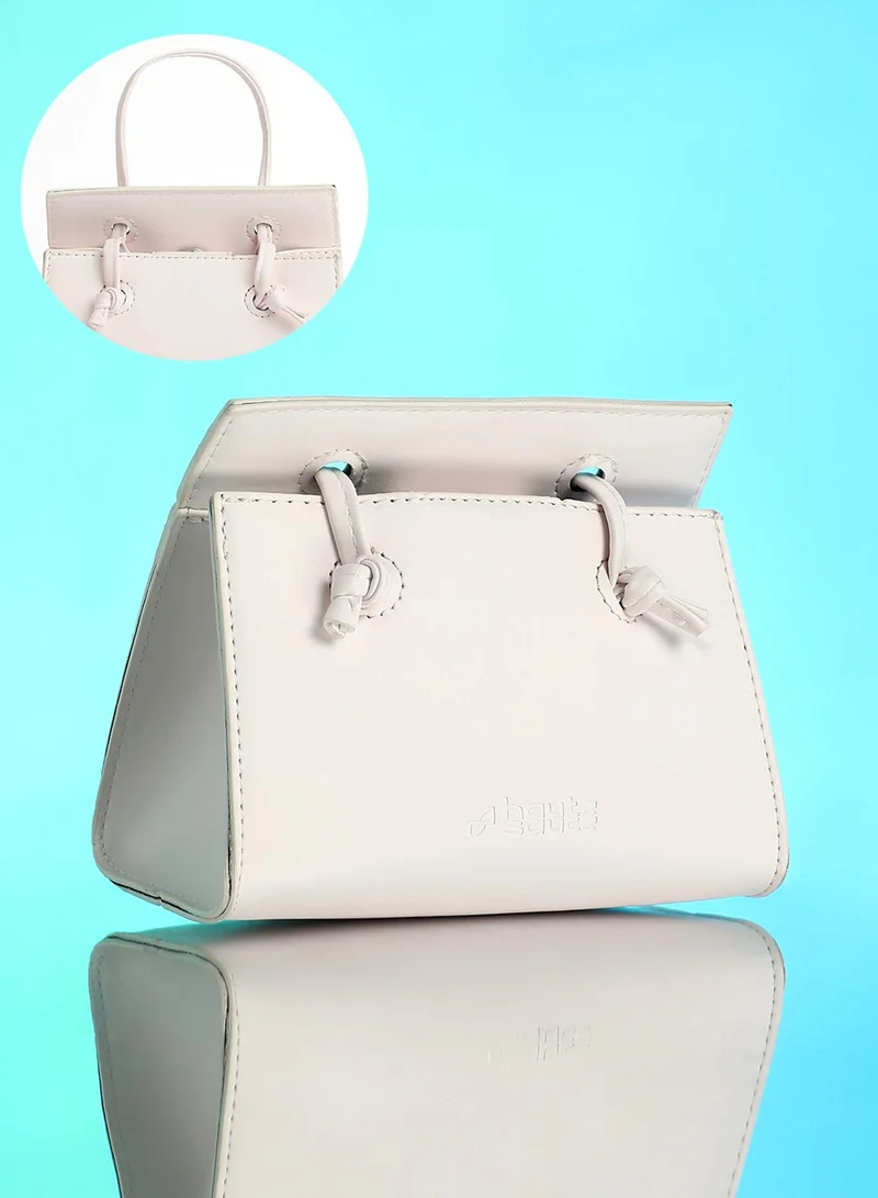 Haute Sauce Solid Magnet Lock Regular Vegan Leather Hand Bag For Women