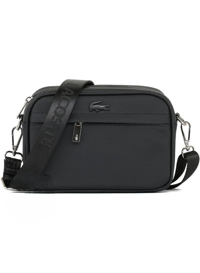 Lacoste Black Crossbody Shoulder Bag for Men – Premium Casual Travel Sling Bag, Lightweight Everyday Messenger Bag
