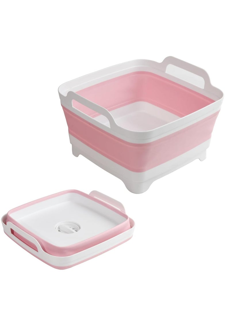 Collapsible Bucket,Wash Bucket,Collapsible Wash Basin,Collapsible Dish Tub,Collapsible Basin,Space Saving Multiuse Foldable Sink Tub, 9L Camping Sink Foldable, Kitchen Sink Basin(Pink) - Image 1