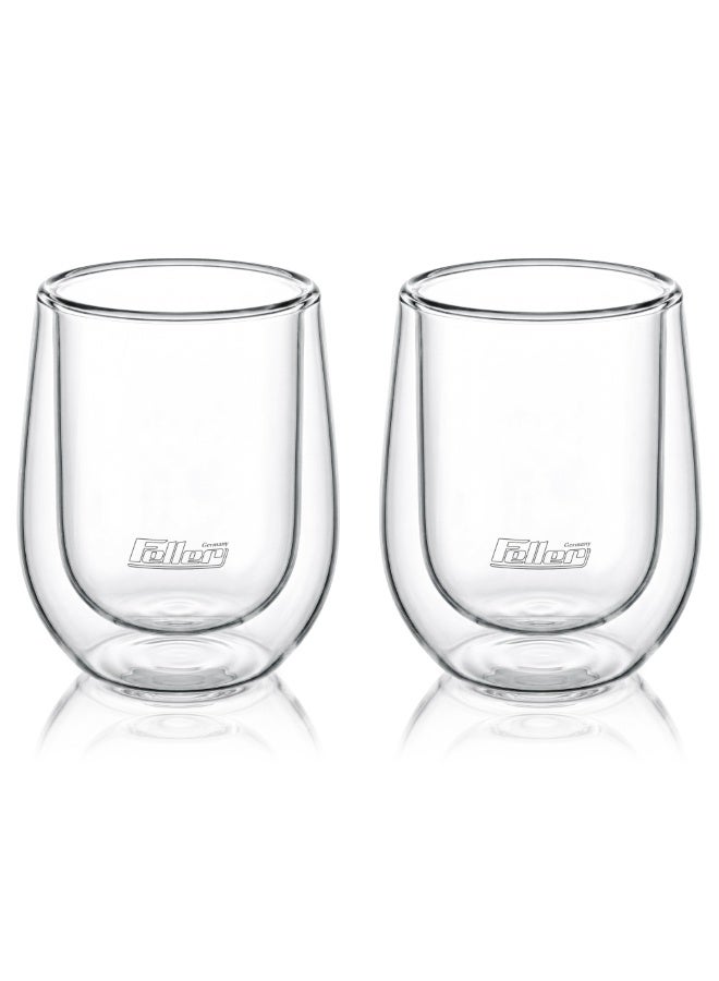 Feller Germany TG80 Double-Wall Espresso Glasses Set of 2, 80ml Insulated Borosilicate Espresso & Ristretto Cups, Keeps Coffee Hot, Thermal Shock Resistant, BPA-Free - Image 2