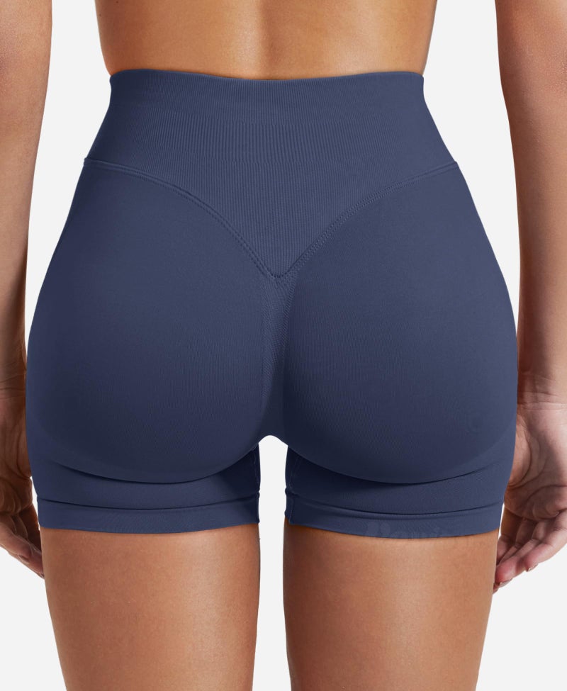 VOYJOY شورتات VOYJOY النسائية الرياضية 2.5"/ 3.6"/ 4.5"/ 6" لرفع المؤخرة بدون خياطة باللون الأزرق الرمادي - Image 5