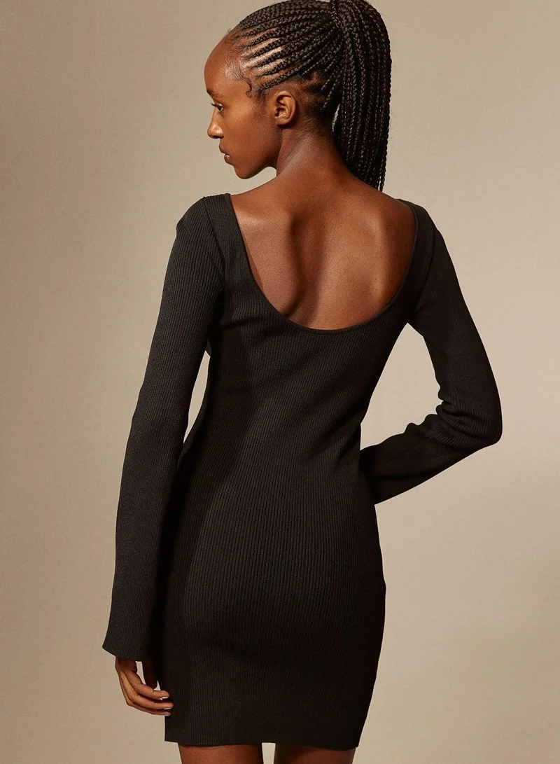 اتش اند ام Flute Sleeve Knitted Dress