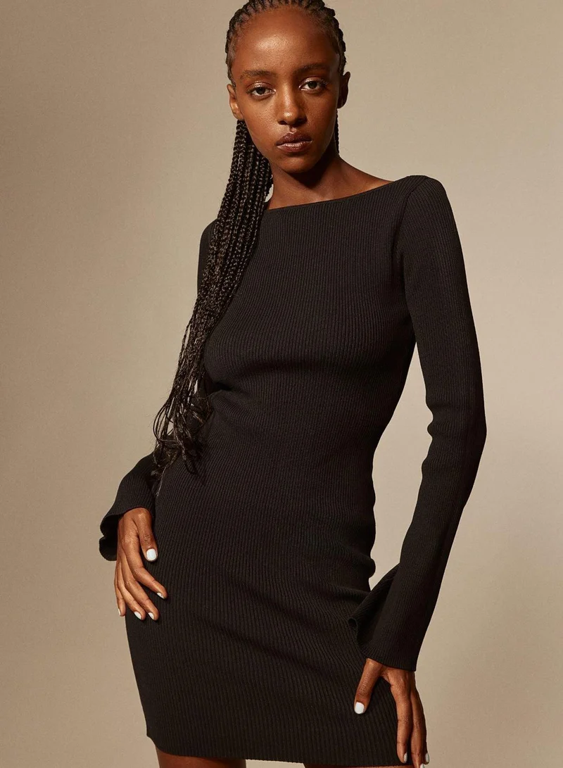 اتش اند ام Flute Sleeve Knitted Dress