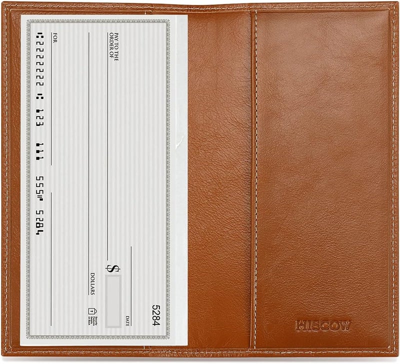 HISCOW Minimalist Checkbook Cover - Full Grain Leather - Image 1