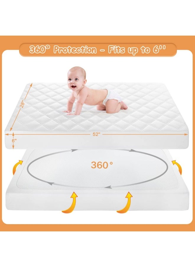 YOOFOSS Crib Mattress Cover Waterproof Toddler Mattress Pad Protector Quilted Fitted Cover For Standard Crib 28X52Inches Breathable And Hypoallergenic By  - Image 4