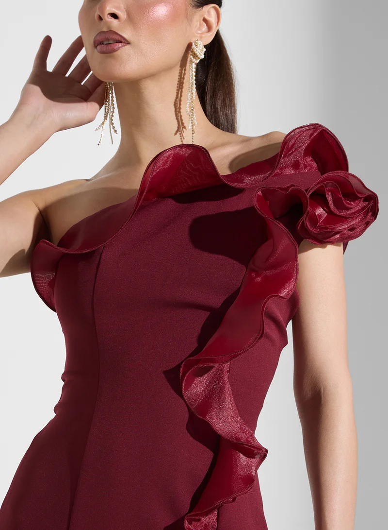 ايرا One Sholder Frill Detailed Dress