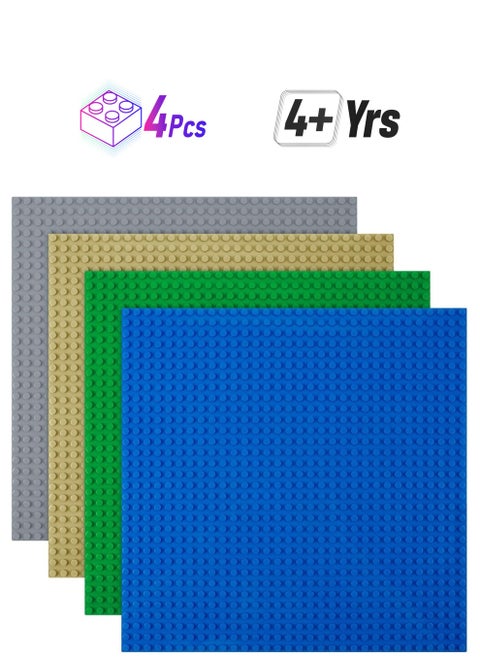Classic Baseplates, 4 Pack Square 32x32 Stud Building Base, 10"×10" Large Building Board Base Plates, 100% Compatible with All Major Brands, Build and Display Board Set