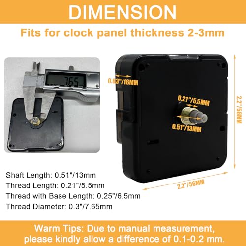 suiwotin 1pc Clock Mechanism Replacement, 13mm/0.51 Inch Shaft Length Wall Clock Mechanism, Quartz Clock Movement, DIY Silent Movement Mechanism Replacement (Thread: 0.21"/5.5mm) - Image 2