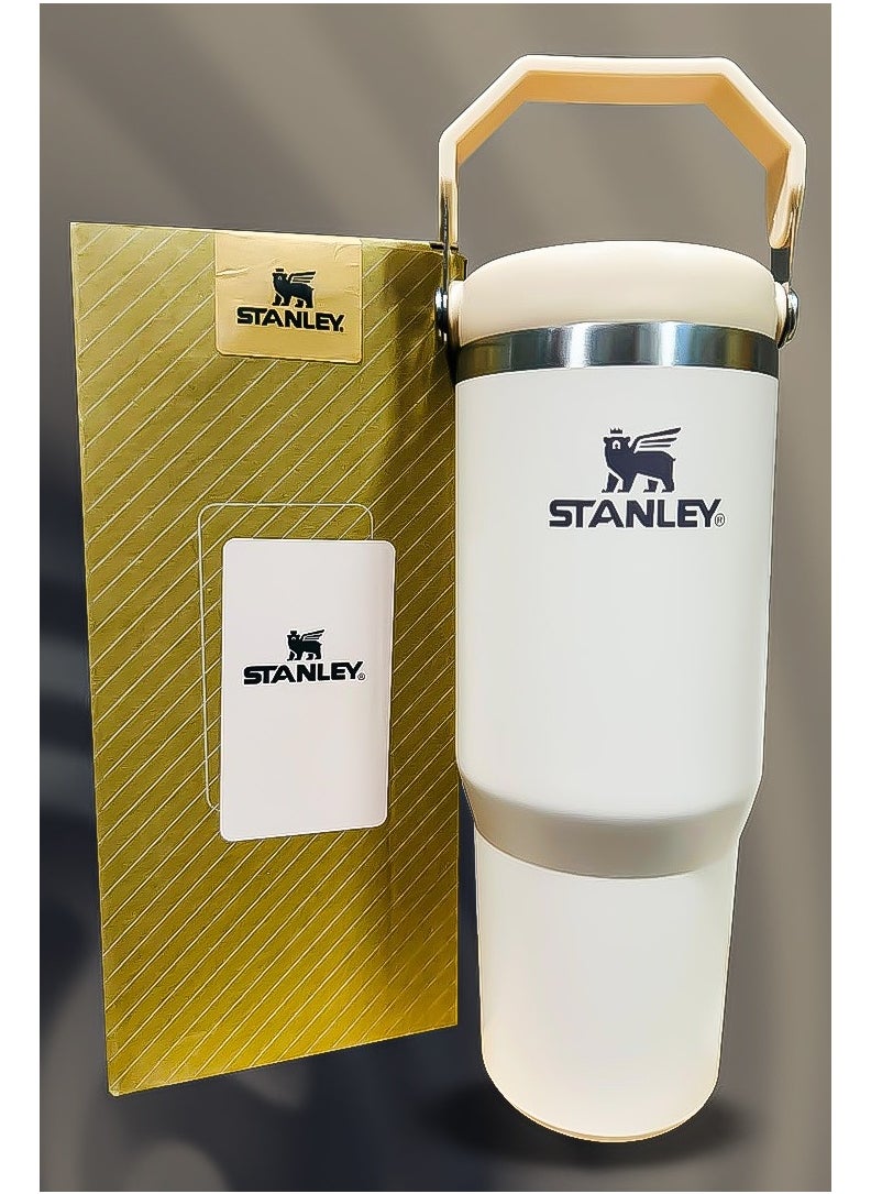Stanley 30oz Tumbler Stainless Steel Travel Mug with Reusable Straw BPA Free Eco Friendly and Dishwasher Safe Designed with Leakproof FlowState Lid and Double Wall Insulation Keeps Drinks Hot for 16 Hours and Cold for 24 Hours Slim Base Fits in Most Car Cup Holders with Durable Ergonomic Handle for Easy Use at Home Office Travel or Outdoors