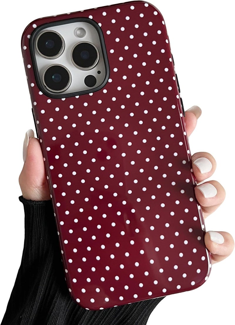 Home & light industrial compatible Magnetic Case for iPhone 15 Pro Max, Polka Dot Phone Case Cute for Girl Women, Compatible with Magsafe, Hard PC+Soft TPU Protective Phone Cover for iPhone 15 Pro Max-Wine Red | Built in Magnetic Support Magnetic Accessory | Cute Polka Dot Pattern | Hard PC Back+Soft Layer Dual Protective Phone Case Global upgraded practical design - Image 1