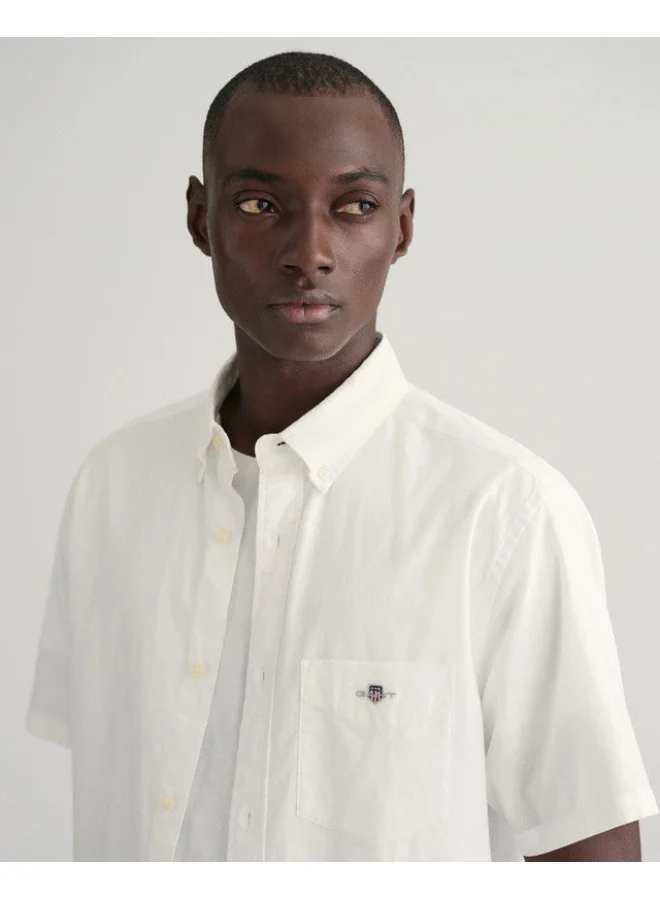 GANT Gant Regular Fit Cotton Linen Short Sleeve Shirt