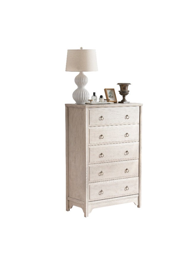 DOOHWAN Solid Wood Dresser for Bedroom- Natural Wood Veneers & Water Based Paint Finished- Vintage Chests of Drawers, 5 Drawer Tall Dresser - Image 2