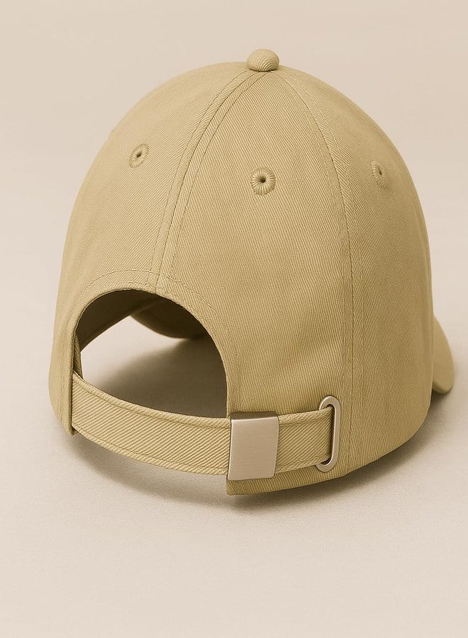 ENCIGER Unisex Adjustable Baseball Cap Pack of 3 - Solid Color Cotton Caps for Men & Women - Breathable Lightweight Headwear for Outdoor, Travel, Gym, Casual Wear (Beige) - Image 3