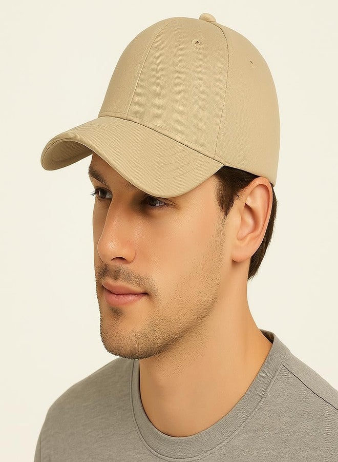 ENCIGER Unisex Adjustable Baseball Cap Pack of 3 - Solid Color Cotton Caps for Men & Women - Breathable Lightweight Headwear for Outdoor, Travel, Gym, Casual Wear (Beige) - Image 5