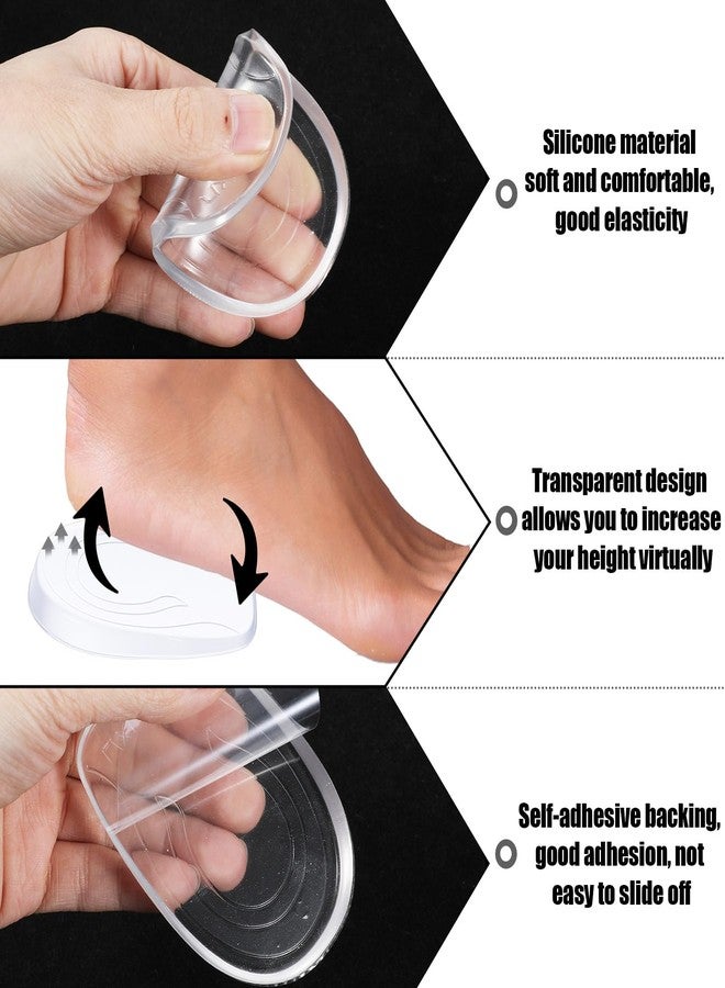 Yuanchu 2 Pairs 0.4 Inch Silicone Heel Lifts for Shock Absorption, Heel Pads Cushions Height Increasing Insoles Soft Shoe Lifts for Women Men Comfort Half Foot Insoles for Uneven Legs Heel Pain - Image 4