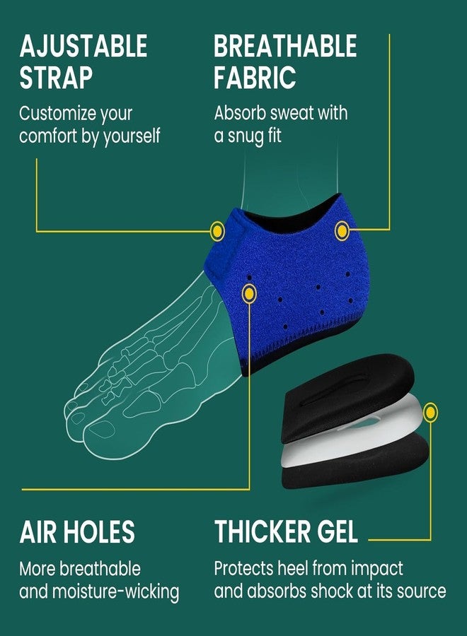 Vn care Heel Protector Pads for Pain Relief for Men & Women | Silicone Gel Heel Pads for Plantar Fasciitis, Heel Pain & Heel Spur | Orthotic Heel Cushion Support, Soft & Reusable Heel Protectors (1 Pair) Blue - Image 2