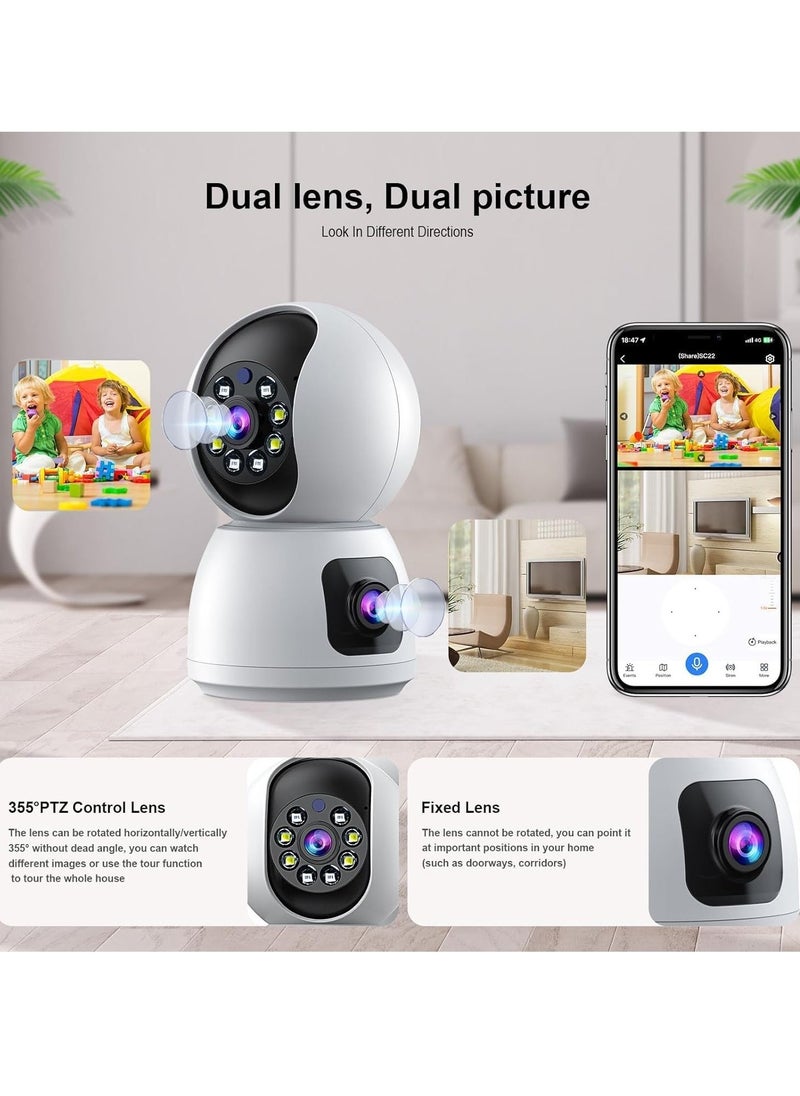 ELTRAZONE Dual-Lens Indoor Camera – 4MP 360° Dual Lens Smart Security Camera, WiFi Wireless, Expanded Viewing Angle, Motion Tracking, Dual-Screen Display & Audio, Real-Time Phone Alerts – Ideal for Home, Office, and Business Security - Image 3