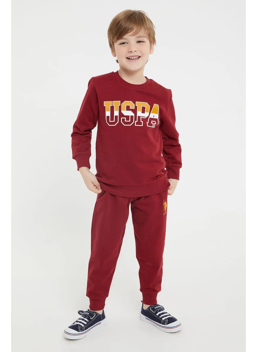 U.S. Polo Assn. BASE. Polo Assn. Base. Polo Assn Licensed Claret Red Boys Crew Neck Tracksuit Suit