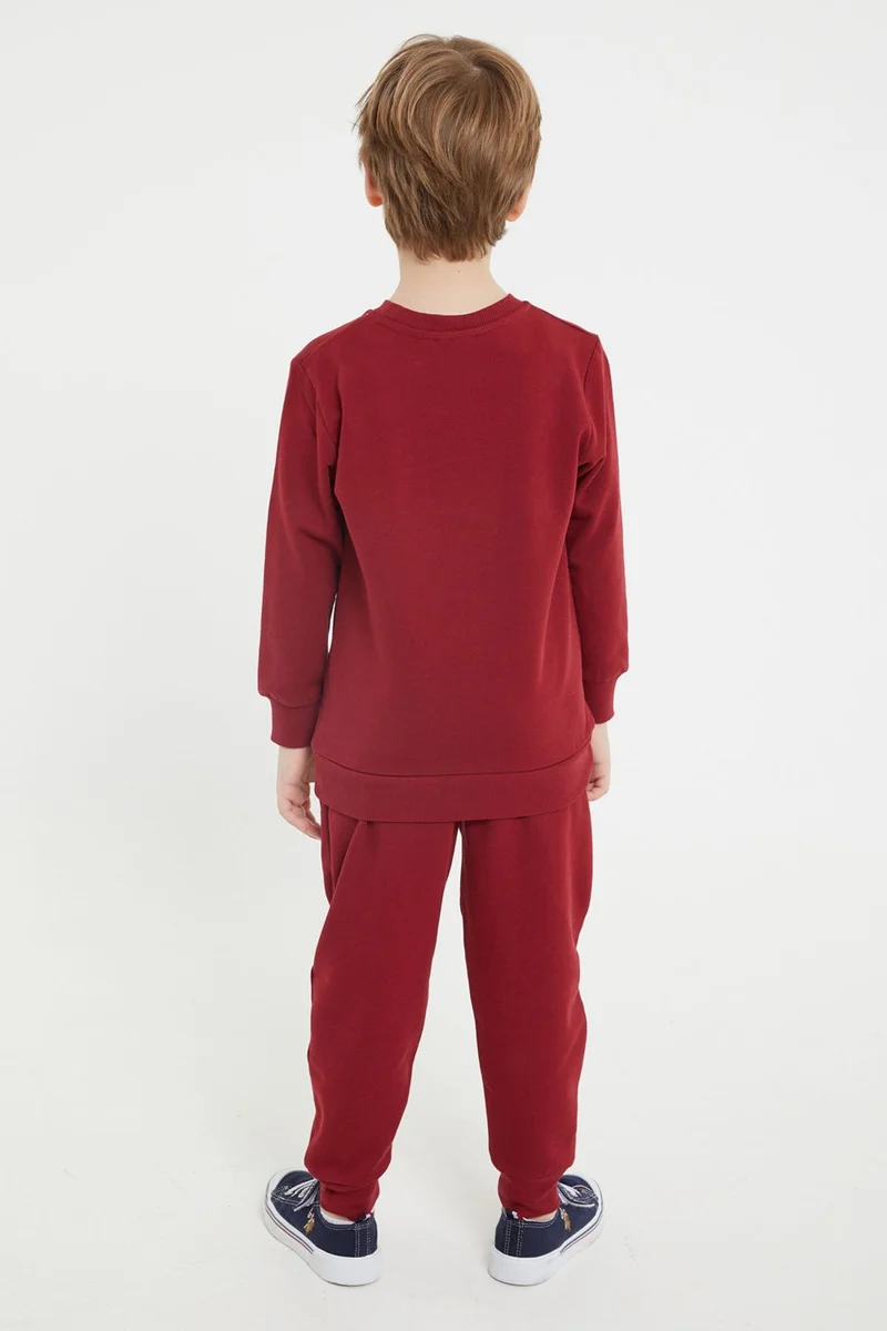U.S. Polo Assn. BASE. Polo Assn. Base. Polo Assn Licensed Claret Red Boys Crew Neck Tracksuit Suit