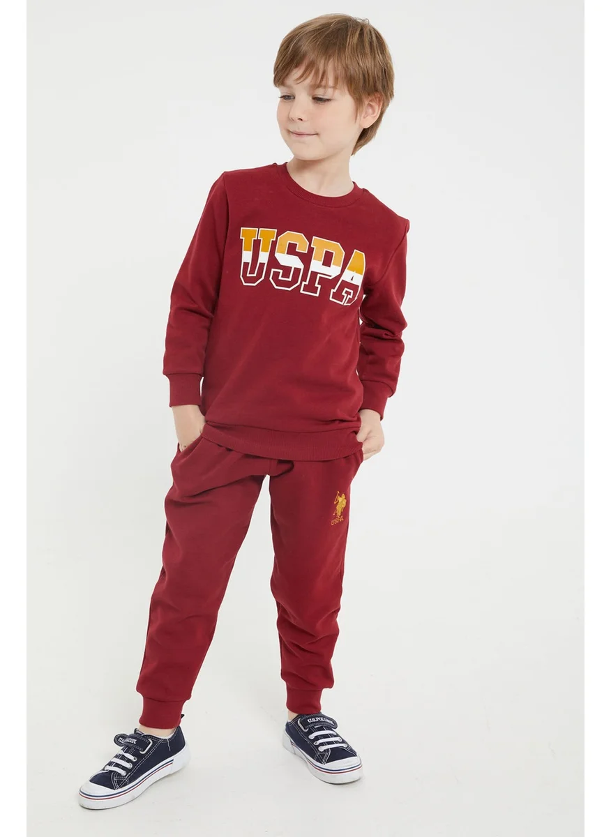 يو اس بولو اسن BASE. Polo Assn. Base. Polo Assn Licensed Claret Red Boys Crew Neck Tracksuit Suit