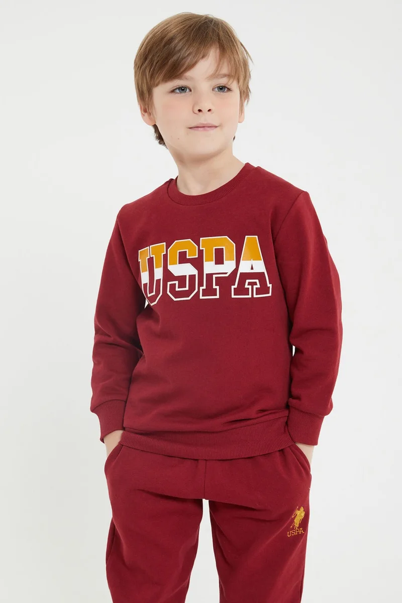 U.S. Polo Assn. BASE. Polo Assn. Base. Polo Assn Licensed Claret Red Boys Crew Neck Tracksuit Suit