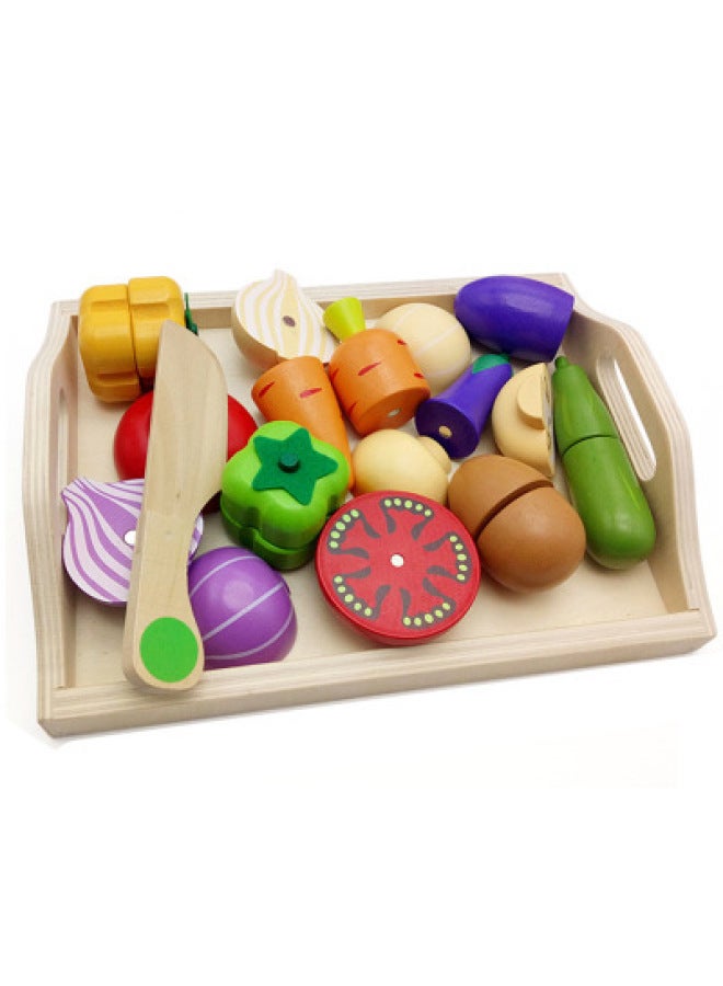 Wooden Children's Educational Early Education Play House Toy Simulation Fruit Cutting And Watching Vegetables Cutting And Playing House Kitchen-Color:Velcro Vegetable C  - Image 2